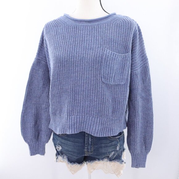 GAP | Ribbed Knit Sweater Small Cotton Balloon Sleeve - Picture 3 of 6